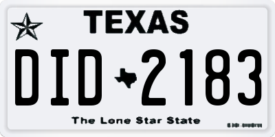 TX license plate DID2183