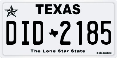 TX license plate DID2185