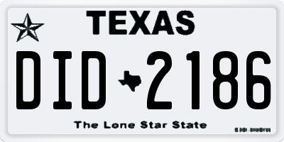 TX license plate DID2186
