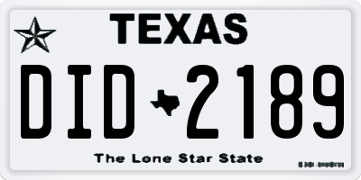 TX license plate DID2189