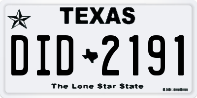 TX license plate DID2191
