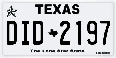 TX license plate DID2197