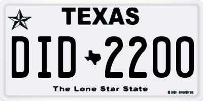 TX license plate DID2200