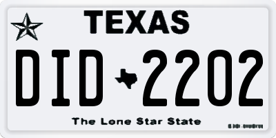 TX license plate DID2202