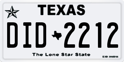 TX license plate DID2212