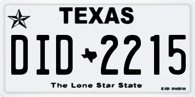 TX license plate DID2215
