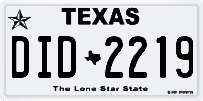TX license plate DID2219