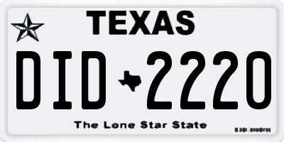 TX license plate DID2220