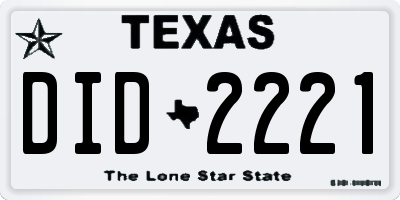 TX license plate DID2221