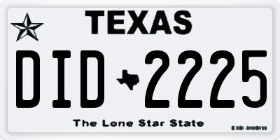 TX license plate DID2225