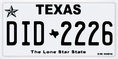 TX license plate DID2226