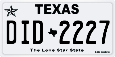 TX license plate DID2227