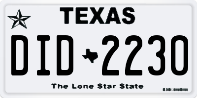 TX license plate DID2230