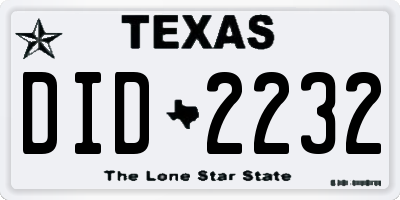 TX license plate DID2232