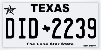 TX license plate DID2239