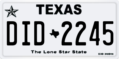 TX license plate DID2245