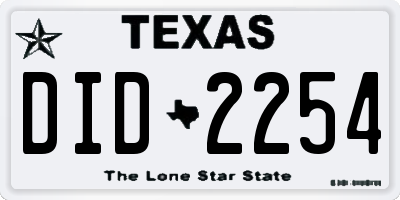 TX license plate DID2254