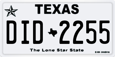 TX license plate DID2255
