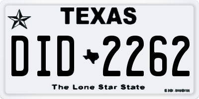 TX license plate DID2262