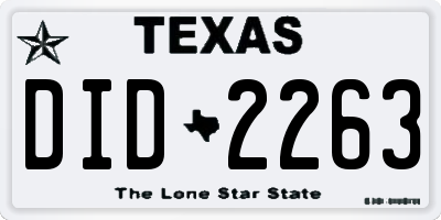TX license plate DID2263