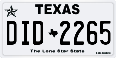 TX license plate DID2265