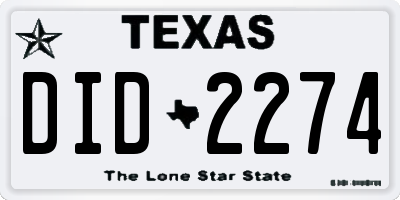 TX license plate DID2274