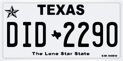 TX license plate DID2290