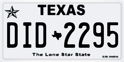 TX license plate DID2295