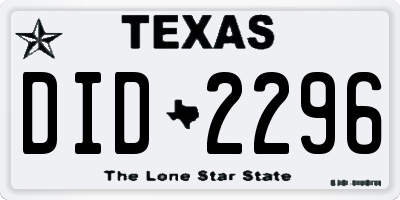 TX license plate DID2296
