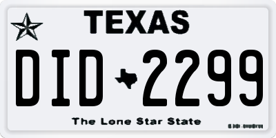 TX license plate DID2299