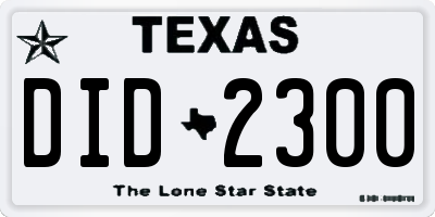 TX license plate DID2300