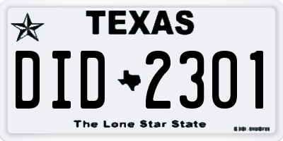 TX license plate DID2301
