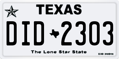 TX license plate DID2303