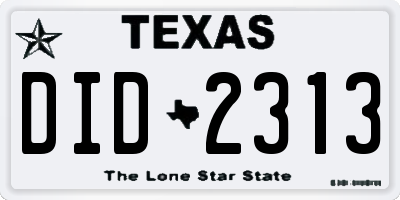 TX license plate DID2313