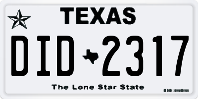TX license plate DID2317