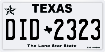 TX license plate DID2323