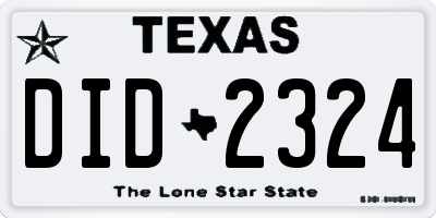 TX license plate DID2324