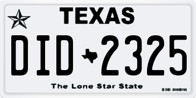 TX license plate DID2325