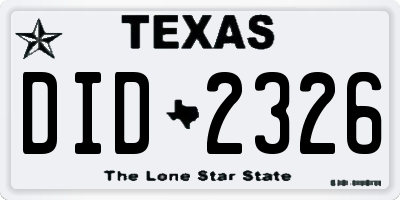 TX license plate DID2326