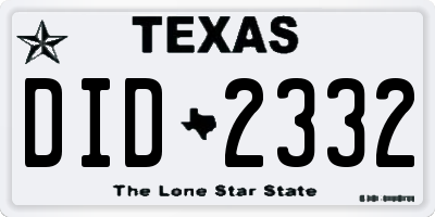 TX license plate DID2332