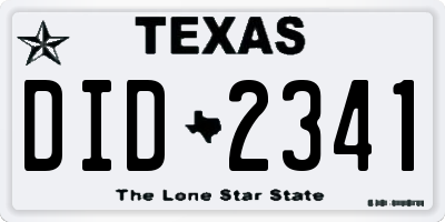 TX license plate DID2341