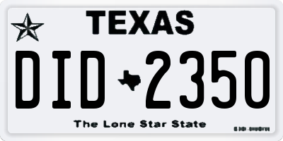 TX license plate DID2350