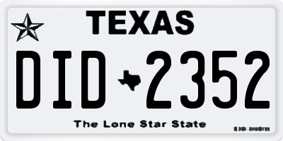 TX license plate DID2352