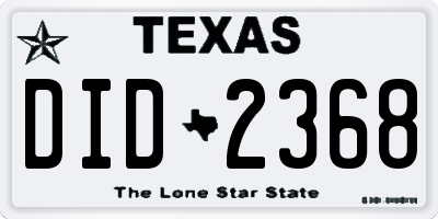 TX license plate DID2368