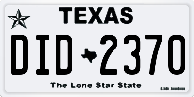 TX license plate DID2370
