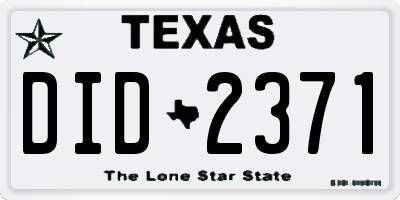 TX license plate DID2371
