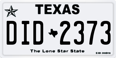 TX license plate DID2373