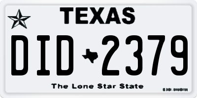 TX license plate DID2379