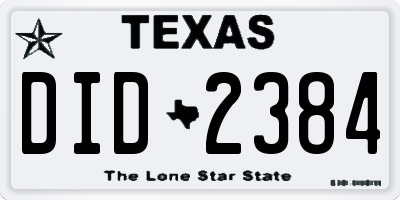 TX license plate DID2384