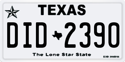 TX license plate DID2390